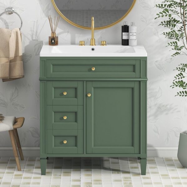 36" Bathroom Vanity with Single Sink Combo, Modern Undermount Bathroom Sink Cabinet with 2 Drawers and a Tip-Out Drawer, Freestanding Bathroom Vanities, Soft Closing, Solid Wood Frame - Image 2