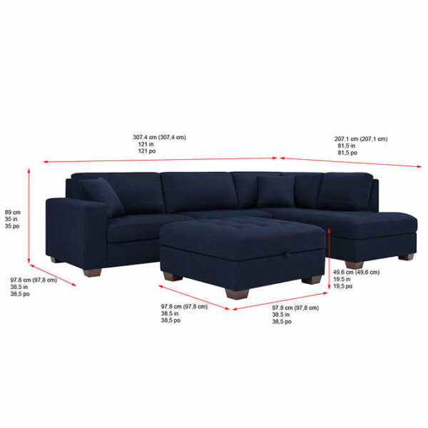 Thomasville Tisdale Fabric Sectional with Storage Ottoman - Image 21