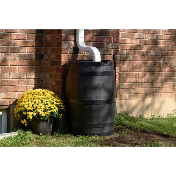 Outdoor RC45 45 Gallon Outdoor Rain Water Catcher Barrel Container, Black - Image 5