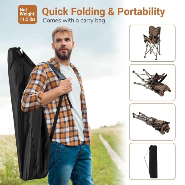 400 LBS Support Lawn Chair with Armrests with Covers - Image 4
