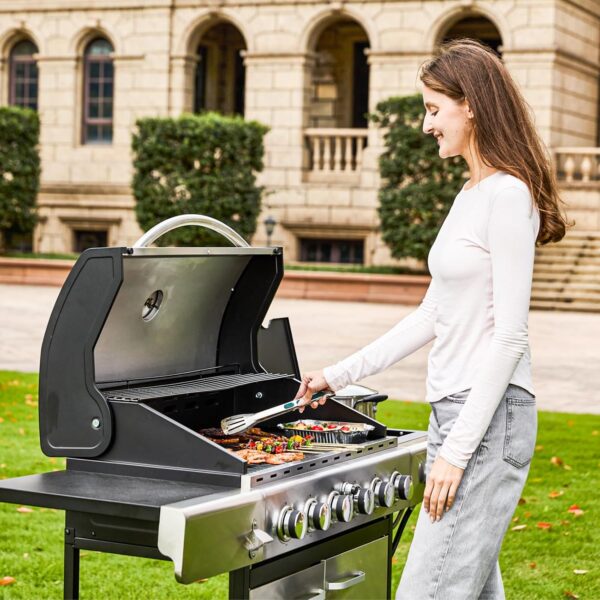 Upgraded 4 Burner BBQ Propane Gas Grill with Cast Iron Grates & Side Stove, 44,000 BTU Stainless Steel Burner Barbecue Grill for Patio, Camping, Outdoor Cooking MELLCOM - Image 22