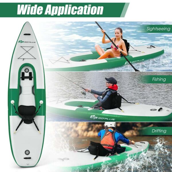 1-Person Inflatable Kayak with Hand Pump & Adjustable Aluminum Oars, 11FT Portable Canoe Boat Raft Kayaks for Fishing Touring - Image 7