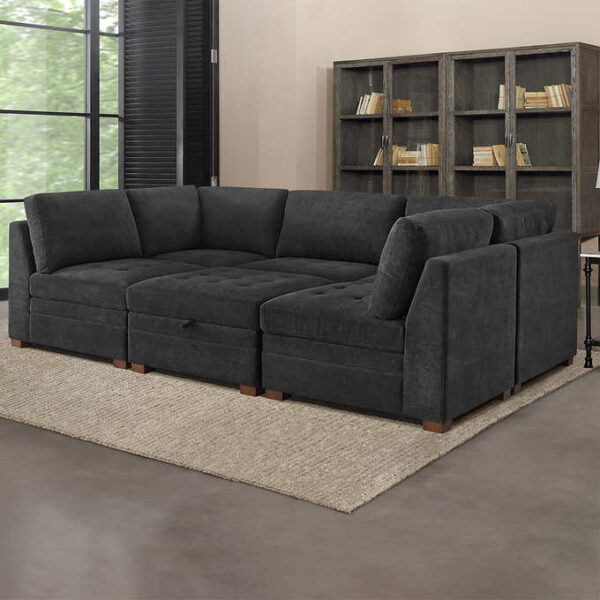 Thomasville Tisdale Fabric Sectional with Storage Ottoman - Image 8