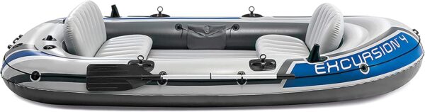 Excursion Inflatable Boat Series: Includes Deluxe 54in Boat Oars and High-Output Pump – SuperTough PVC – Adjustable Seats with Backrest – Fishing Rod Holders – Welded Oar Locks - Image 2