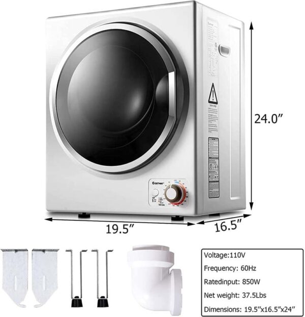 10 lbs Portable Clothes Dryer, Wall Mounted Front Load Dryer Tumble Dryer, Portable Dryer Machine for Apartments RV - Image 9