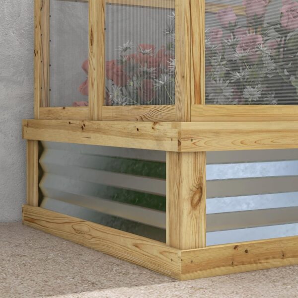 Raised Garden Bed with Polycarbonate Greenhouse, Wooden Cold Frame Greenhouse, Garden Flower Planter Protection, Peak Roof, 35.5" x 31.5" x 36", Natural - Image 2