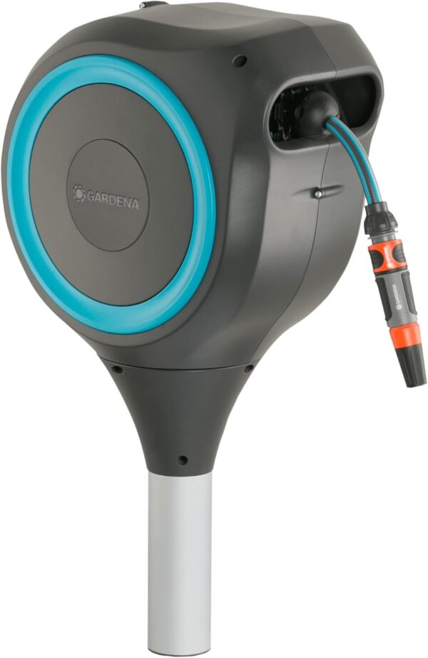66' x 1/2" Automatic Retractable Garden Hose Reel on Metal Spike, 66' Outside Garden Hose Length, with 360° Rotation to Reach All Areas of Your Yard - Image 3