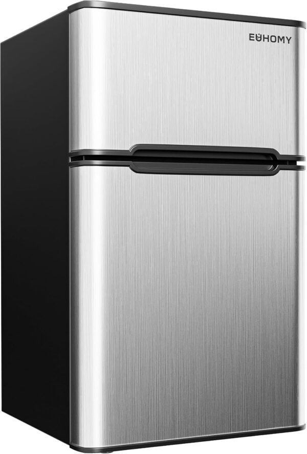 3.2 Cu.Ft Mini Fridge with Freezer – 2-Door Compact Refrigerator for Bedroom, Dorm, Office or Apartment, Silver - Image 3