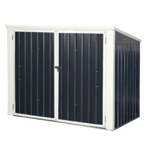 Outdoor Storage Shed 6' x 3', Multi-Purpose Galvanized Steel Garbage Cans Box