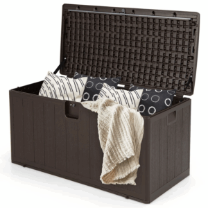 105 Gallon Deck Box, Extra Large Resin Storage Box with Lockable Lid for Cushions & Patio Furniture