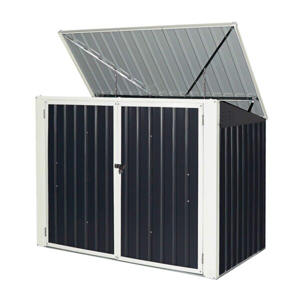 Outdoor Storage Shed 6' x 3', Multi-Purpose Galvanized Steel Garbage Cans Box - Image 7