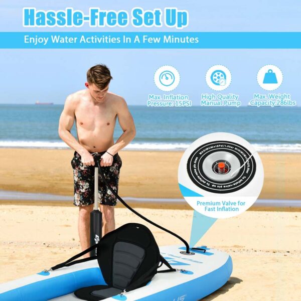 1-Person Inflatable Kayak for Touring & Fishing with Adjustable Aluminum Oars, 11FT Portable Recreational Rowboat Canoe Raft - Image 21