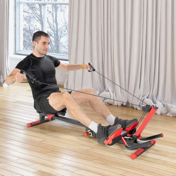 4 in 1 Folding Rowing Machine, AB Crunch Workout Machine w/3-Level Angle & Adjustable Tension - Image 6