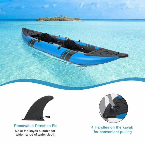 12.5 ft Inflatable Tandem Kayak | 1-2 Person Canoe | 507 lbs Capacity | Includes All Accessories & Carry Bag - Image 3