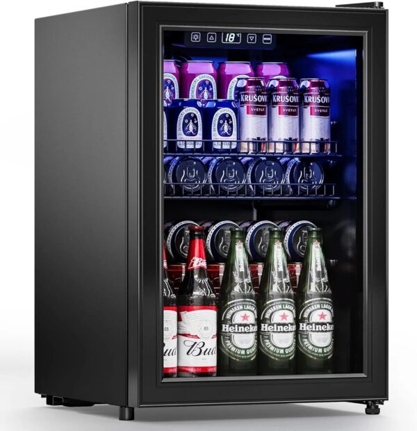 Beverage Refrigerator Cooler-120 Cans Freestanding Mini Fridge Cooler with Glass Door, Adjustable Shelves & Digital Temperature Display for Soda, Wine or Beer (Black, 3.2 Cu.Ft) - Image 4