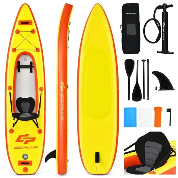 1-Person Inflatable Kayak for Touring & Fishing with Adjustable Aluminum Oars, 11FT Portable Recreational Rowboat Canoe Raft - Image 2