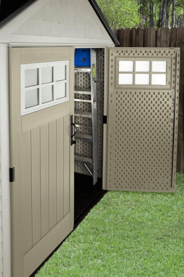 Extra Large Resin Outdoor Storage Shed With Floor (7 x 10 Ft.), Weather Resistant, Brown, Organization for Home/Lawn Mower/Backyard Equipment/Bike Storage/Pool Supplies - Image 34