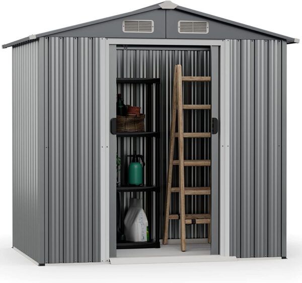 6' x 4' Outdoor Storage Shed, Weather-Resistant Galvanized Metal Tool House