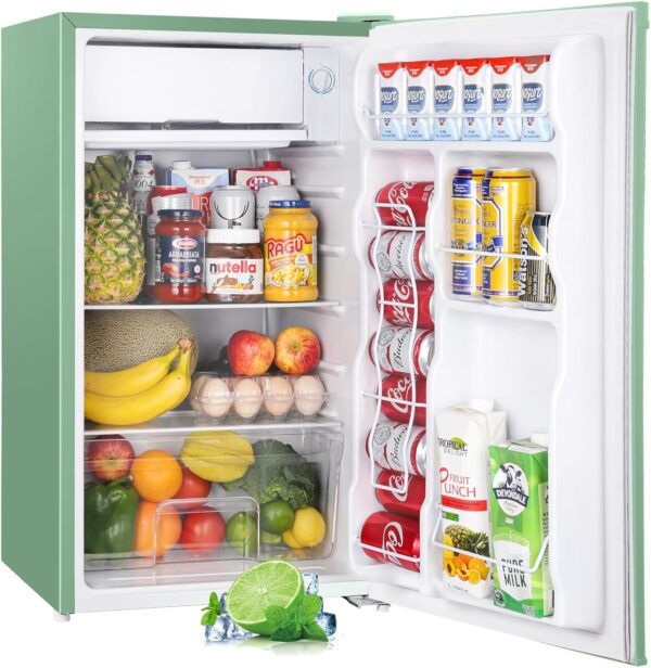 3.2 Cu.Ft Mini Fridge with Freezer – Single Door Compact Refrigerator for Dorm, Bedroom, or Office – Adjustable Thermostat, Black (BR321)