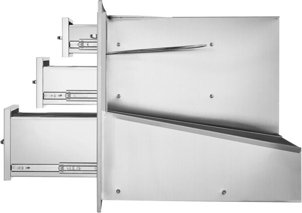 Pull Out Trash Drawer 13.4"W x 25.7"H x 19.6"D Lower Sliding Rails Stainless Steel Roll Out Trash Bin Pull Out Tray Outdoor Kitchen Trash Drawer with Handle for BBQ Island Grill Station - Image 4