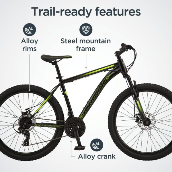 Schwinn Sidewinder Mountain Bike， 26-inch Wheels， 21 Speeds， Mens Style， Black - Image 5