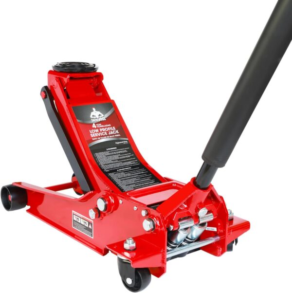 3 Ton Low Profile, Aluminum and Steel Racing Floor Jack with Dual Pistons Quick Lift Pump for Sport Utility Vehicle, Lifting Range 3-15/16" min to 18-5/16" max, Red - Image 4
