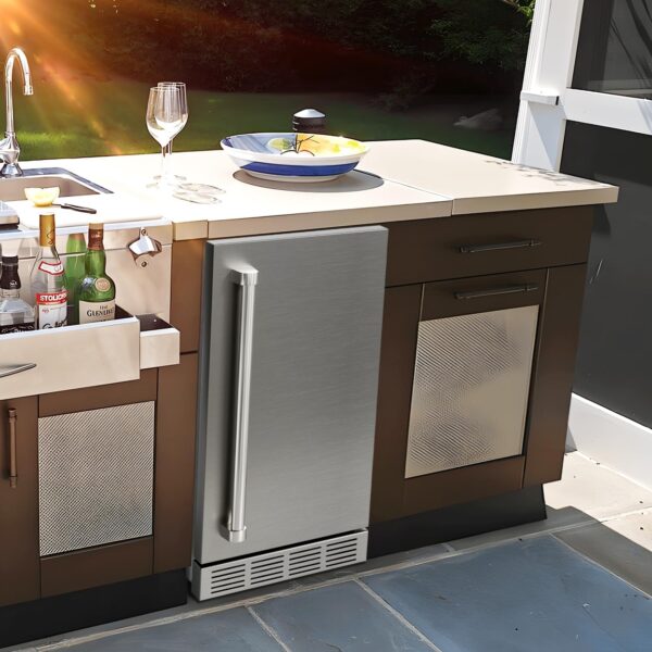 15 Inch Outdoor Refrigerator, Weather Proof Stainless Steel Beverage Beer Cooler Under Counter Fridge, Indoor/Outdoor Refrigerator with 3 Shelves for Patio Kitchen and Commercial Use - Image 2