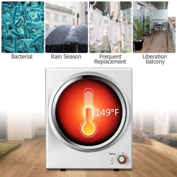 10 lbs Portable Clothes Dryer, Wall Mounted Front Load Dryer Tumble Dryer, Portable Dryer Machine for Apartments RV - Image 5