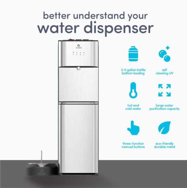 Limited Edition Self Cleaning Water Cooler Water Dispenser - 3 Temperature Settings - Hot, Cold & Room Water, Durable Stainless Steel Construction, Bottom Loading - UL Listed-Avalon - Image 56