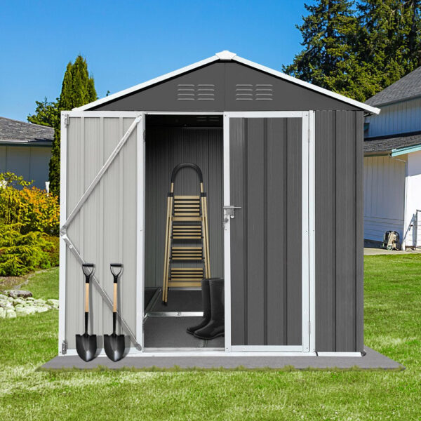 6' X 4' Outdoor Metal Storage Shed, Tools Storage Shed with Lockable Doors - Image 2