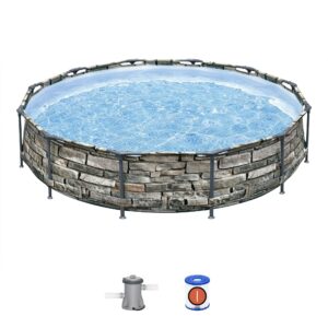 56817E 12' x 30" Steel Pro Max Round Above Ground Swimming Pool w/ Pump