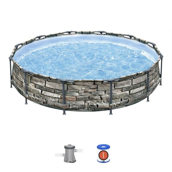56817E 12' x 30" Steel Pro Max Round Above Ground Swimming Pool w/ Pump