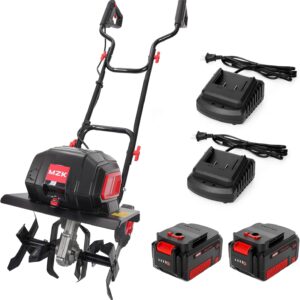40V 12-inch Cordless Garden Tiller, Battery Powered Garden Cultivator, 2 * 4.0Ah Battery and Fast Charger Included