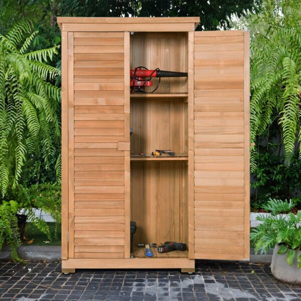 Outdoor Storage Shed Wooden Shutter Design Fir Wood Lockers for Garden Yard - Image 2