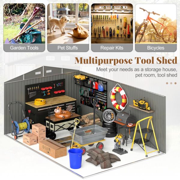 10 x 14 FT Outdoor Storage Shed with Improved Windproof Metal Structure - Image 8
