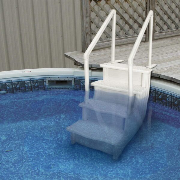 Ground Anti-Slip Pool Steps to Deck | Safety Swimming Pool Ladder | Designed for Above Ground Swimming Pools | Holds Up to 400 Pounds | White - Image 6