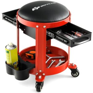 Rolling Mechanic Stool, Pneumatic Shop Stool Creeper Seat with Removable Padded Seat