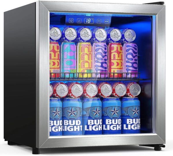 Beverage Refrigerator Cooler-120 Cans Freestanding Mini Fridge Cooler with Glass Door, Adjustable Shelves & Digital Temperature Display for Soda, Wine or Beer (Black, 3.2 Cu.Ft) - Image 3