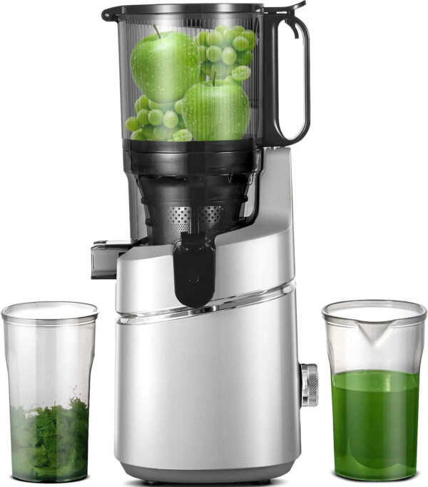 Juicer Machines, 5.3-Inch Self-Feeding Masticating Juicer Fit Whole Fruits & Vegetables, Cold Press Electric Juicer Machines with High Juice Yield, Easy Cleaning, BPA Free, 250W