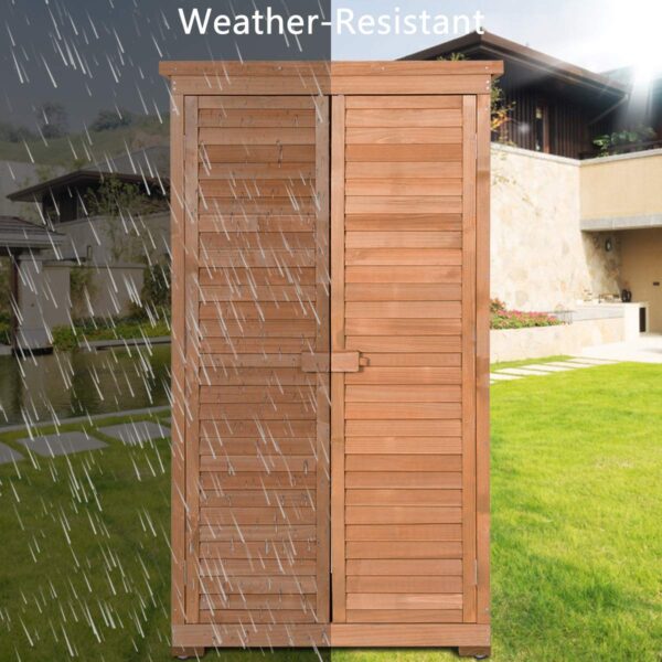 Outdoor Storage Shed Wooden Shutter Design Fir Wood Lockers for Garden Yard - Image 3