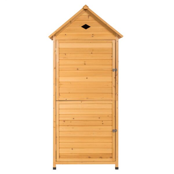 Outdoor Storage Shed, Lockable Fir Wood Garden Tool Storage Cabinet - Image 8