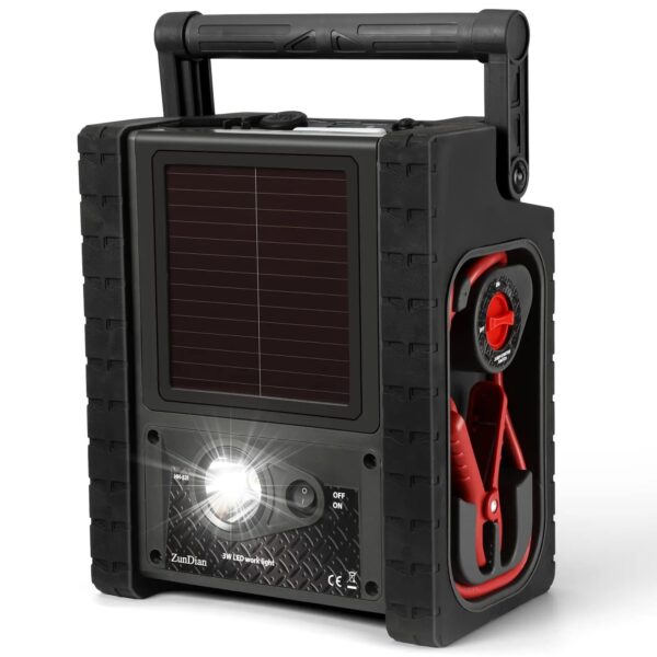 ZD-529 Solar Portable Power Station 2000 Amps Jump Starter, 260 PSI Air Compressor, 12V Car Battery Charger with 400W Inverter Dual AC/DC/USB Output, Emergency Backup Power with Flashlights - Image 9