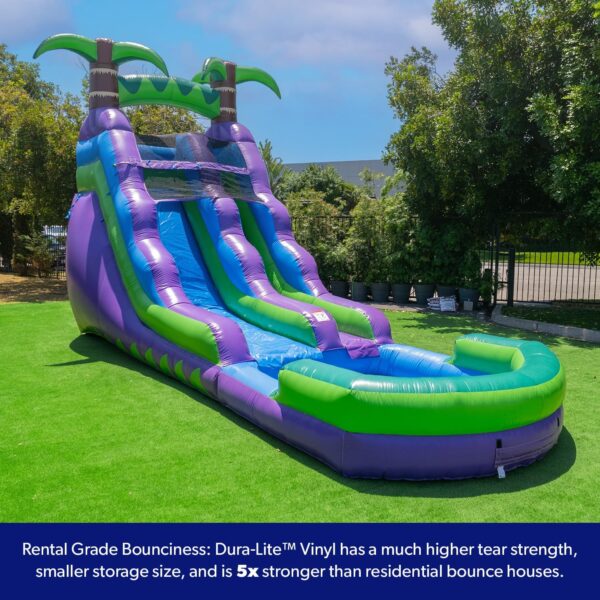 HeroKiddo 16' Purple Tropical Lightweight Premium Commercial Grade Water Slide Inflatable with Attached Pool for Kids and Adults (with Blower), Wet Dry Use, Summer Fun - Image 11