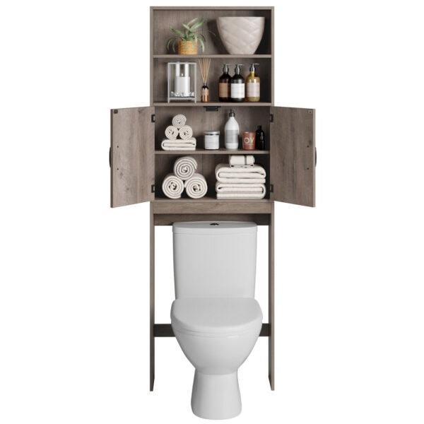 Rack, Bathroom Storage Cabinet over Toilet with 4-Tier Shelves and 2 Doors - Image 2