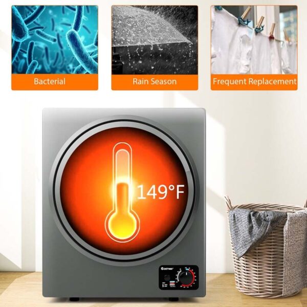 10 lbs Portable Clothes Dryer, Wall Mounted Front Load Dryer Tumble Dryer, Portable Dryer Machine for Apartments RV - Image 17