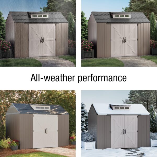 Extra Large Resin Outdoor Storage Shed With Floor (7 x 10 Ft.), Weather Resistant, Brown, Organization for Home/Lawn Mower/Backyard Equipment/Bike Storage/Pool Supplies - Image 15