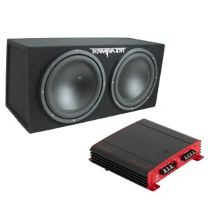 2 Channel Car Audio Amplifier & MTX 12 In Dual Loaded Subwoofer Enclosure