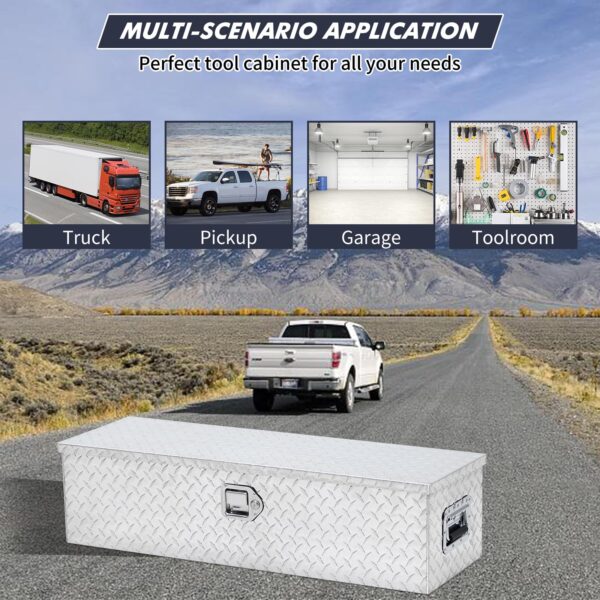 48 Inch Diamond Plate Truck Bed Tool Box with Shelf Silver - Image 28