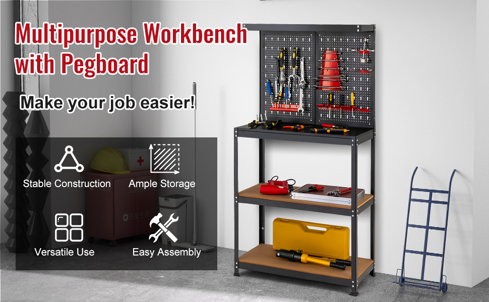 Heavy-Duty Steel Tool Table - Goplus