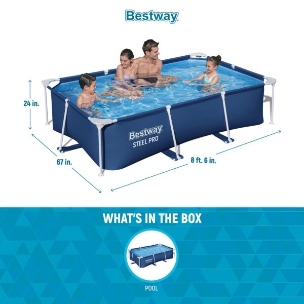 8.5'x67"x24" Rectangular Above Ground Outdoor Swimming Pool - Image 4